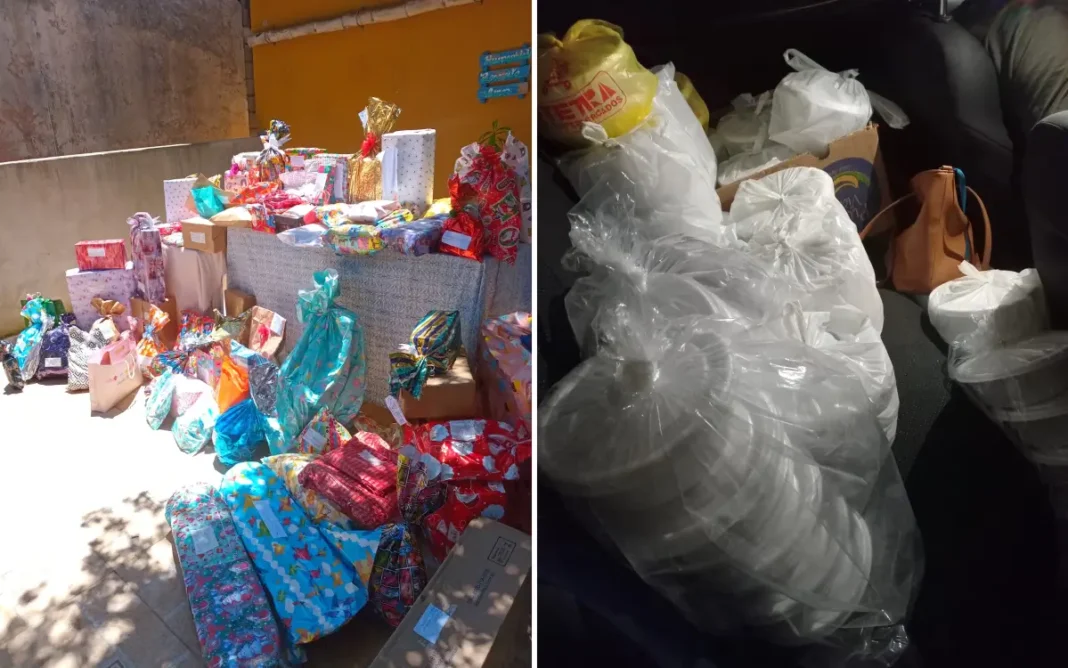 Alegria de Natal ONG “Ande” distribui 150 presentes e 111 marmitas em Vila Rica