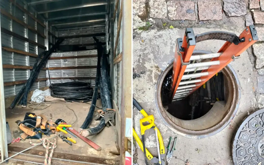 Grupo é flagrado furtando cabeamento telefônico após série de crimes na região