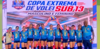 Jovens atletas de seis times regionais da categoria Sub13 brilham em quadra nos primeiros jogos da Copa Extrema de Vôlei