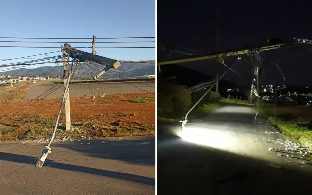 VEÍCULO COLIDE CONTRA POSTE E IMPACTA FORNECIMENTO DE ENERGIA NO BAIRRO PONTE NOVA